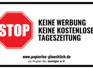 Keine Werbung Kleber auf weissem Hintergrund mit Stopschild. /